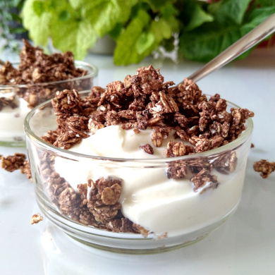 Hemelse chocoladegranola met inuline